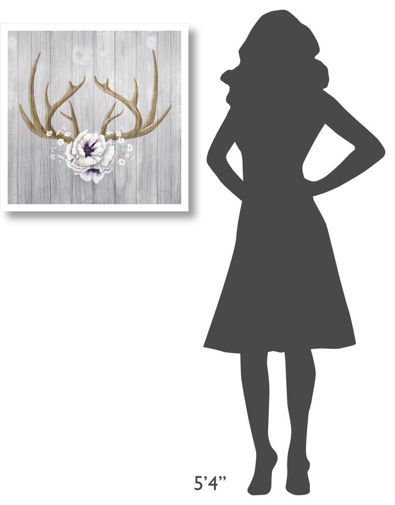 "Antlers and Poppies II Sq" Digital Paper Print by Elyse DeNeige, 26"x26"