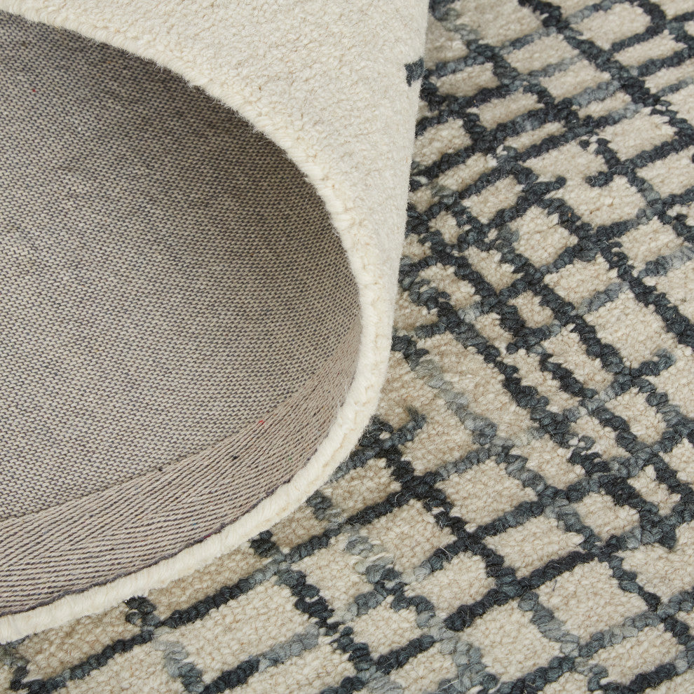 Weave & Wander Carrick Architectural Rug, Ivory/Charcoal, 10'x14'
