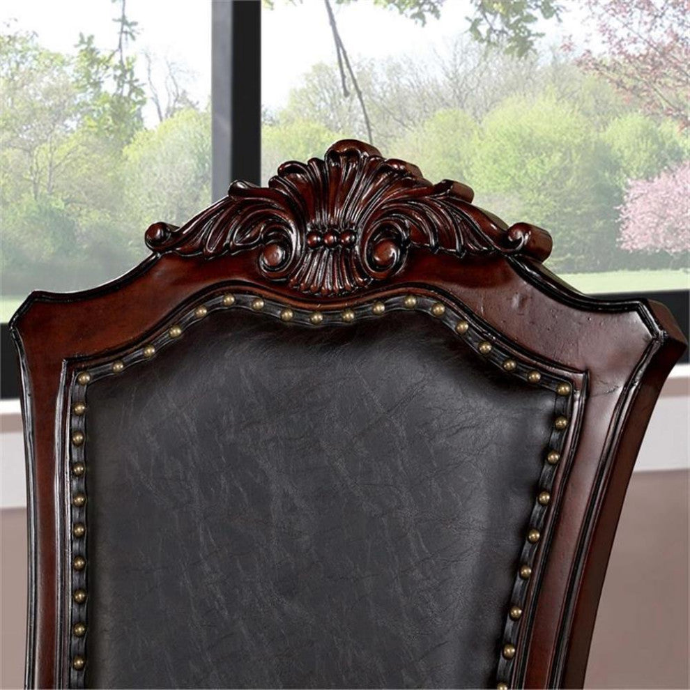 Furniture of America Exa Wood Padded Side Chair in Brown Cherry (Set of 2)