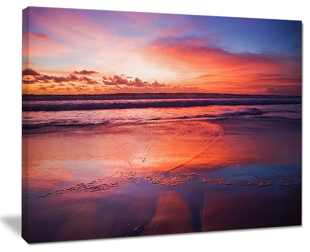 "Colorful Tropical Beach With Clouds" Seashore Canvas Wall Art, 20"x12"