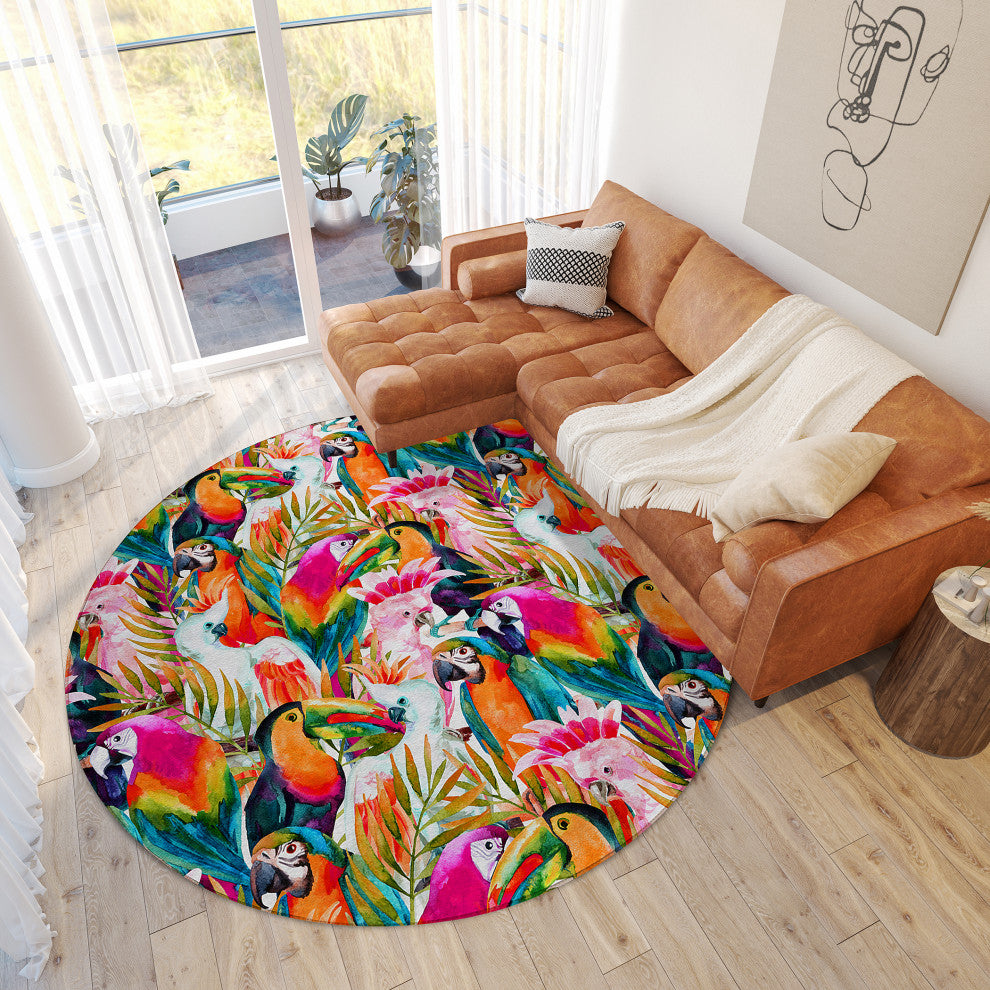 Indoor/Outdoor Tropics TC5 Confetti Machine Washable 8' x 8' Round Rug