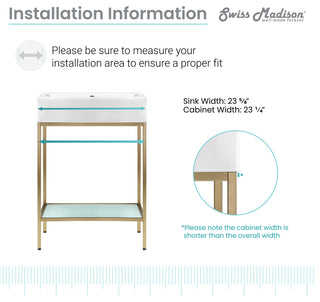 Pierre 24" Single, Freestanding, Open Shelf, Metal Frame Vanity, Gold