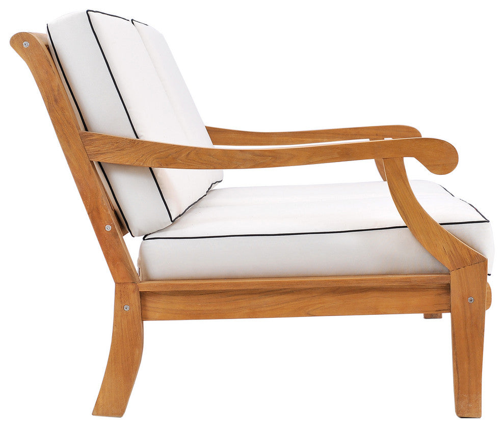 Teak Wood Deep Seating Patio Love Seat with Cushions