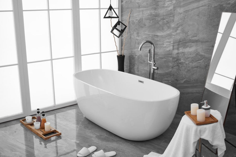 Aaron 70" Soaking Roll Top Bathtub, Glossy White