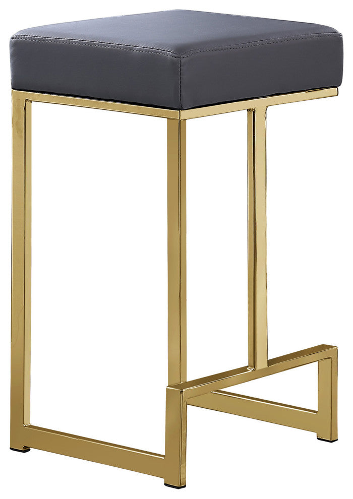Jakob Backless 25" Counter Height Stool, Gold, Set of 2, Gray