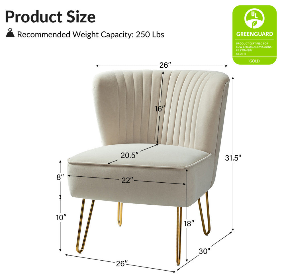 Upholstered Accent Side Chair With Tufted Back Set of 2, Tan