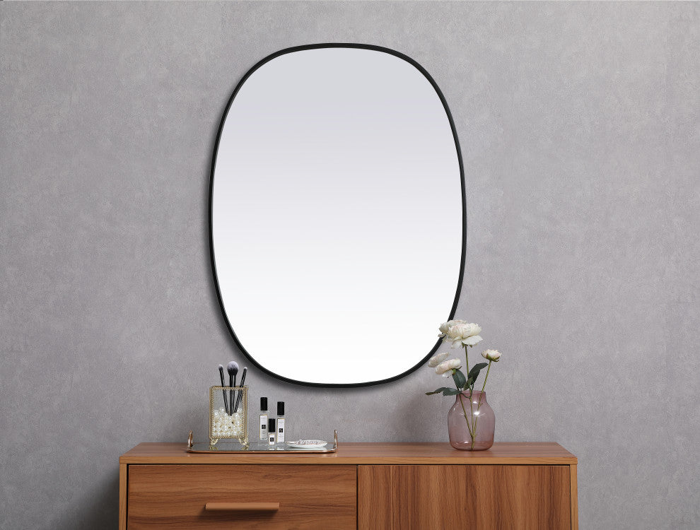 Metal Frame Oval Mirror 30X40 Inch, Black