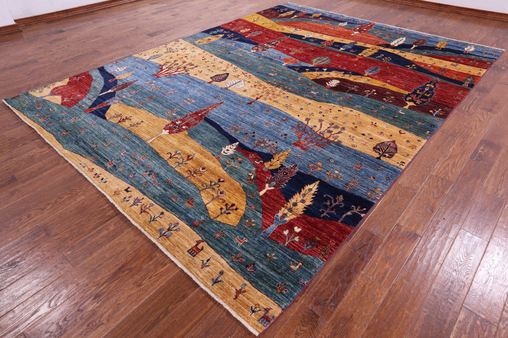 9' 0" X 12' 2" Tribal Persian Gabbeh Hand Knotted Wool Rug - Q12638