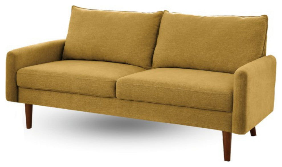The Jasper II - Linen Round Arm Sofa, Goldenrod Yellow