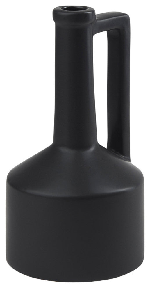 Burton 10.8H Small Matte Black Ceramic Jug Vase