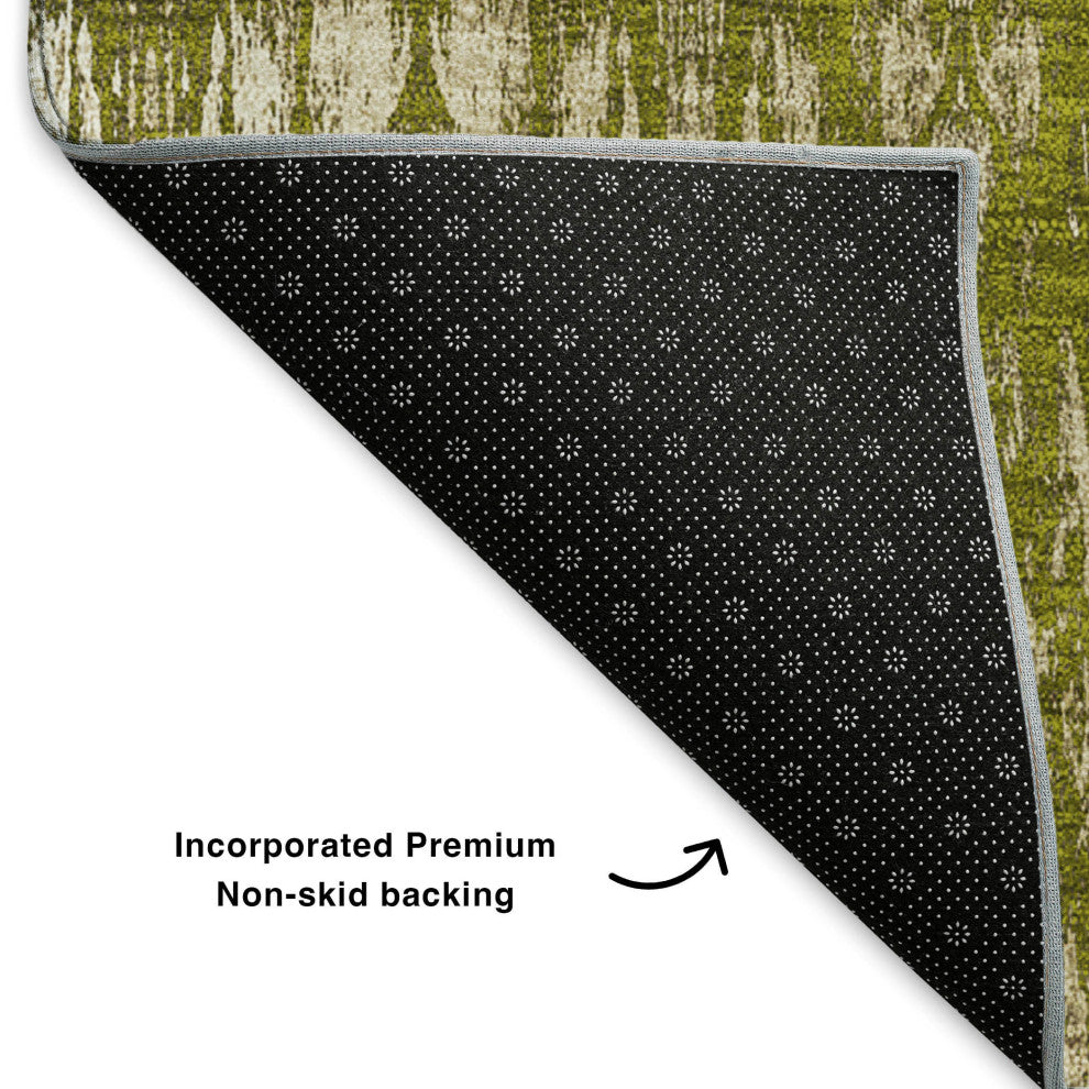 Premium Machine Washable Mayfield AMF580 Olive 3' x 5' Rug