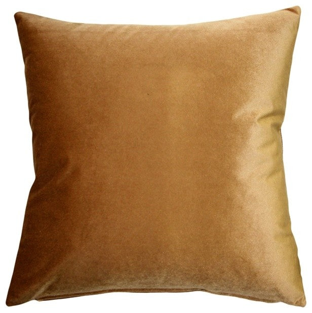 Pillow Decor - Corona Velvet Throw Pillow, Goden Brown, 16"x16"