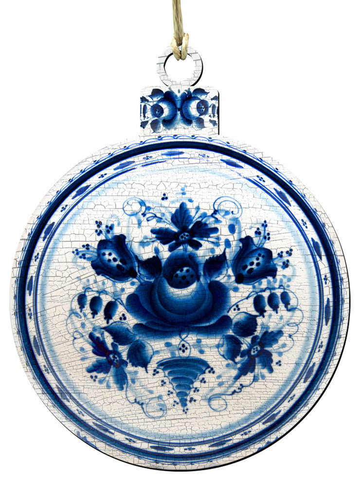 White And Blue Round Ornaments , Set of 3