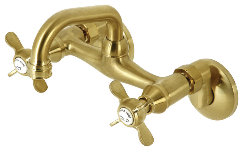 Kingston Brass KS112SB Two-Handle Wall Mount Bar Faucet, Brushed Brass