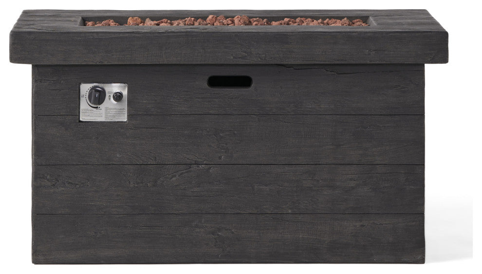 GDF Studio Crawford Outdoor Rectangular Fire Pit, Gray