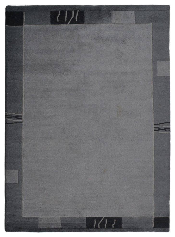 Hand Knotted Tibbati Wool Area Rug Contemporary Grey