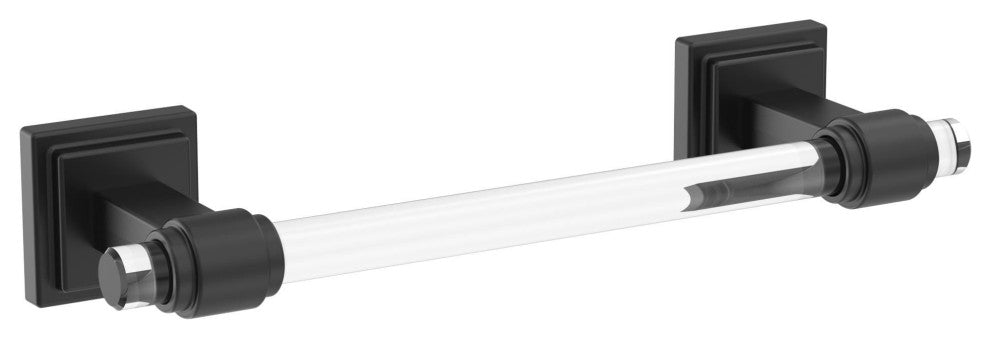 Amerock Glacio Contemporary Towel Bar, Clear/Matte Black, 8" Center-to-Center