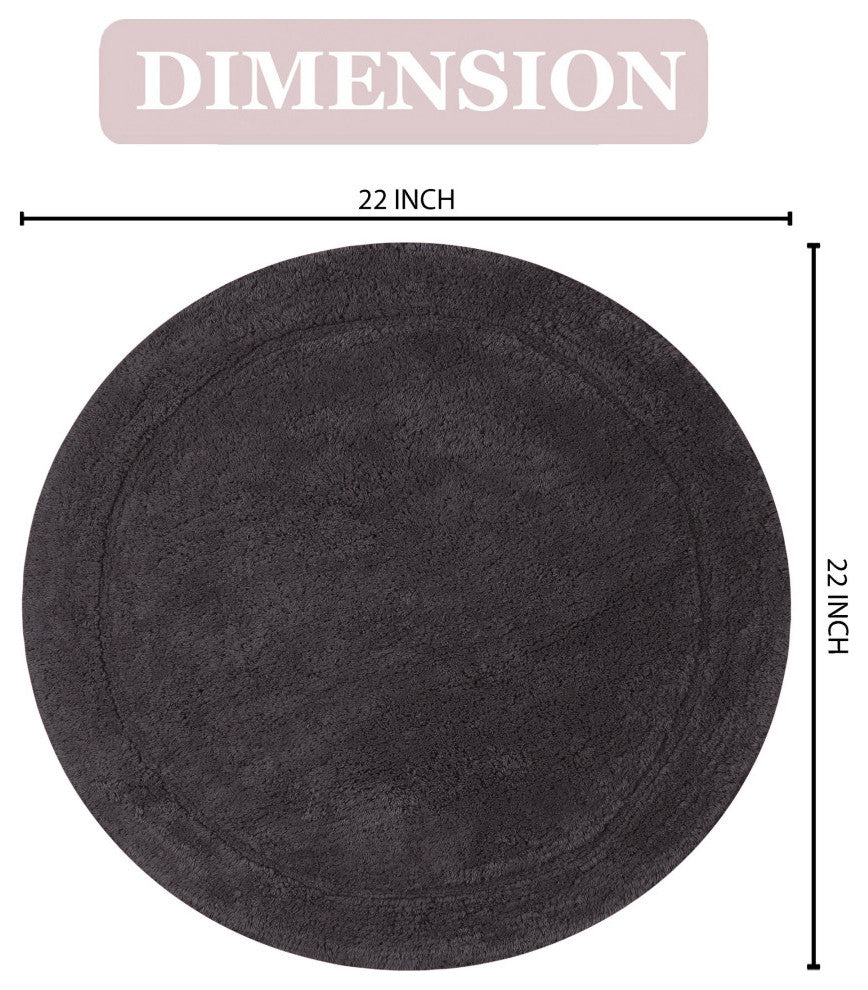 Waterford Absorbent Cotton and Machine washable Bath Rug 22" Round, Gray
