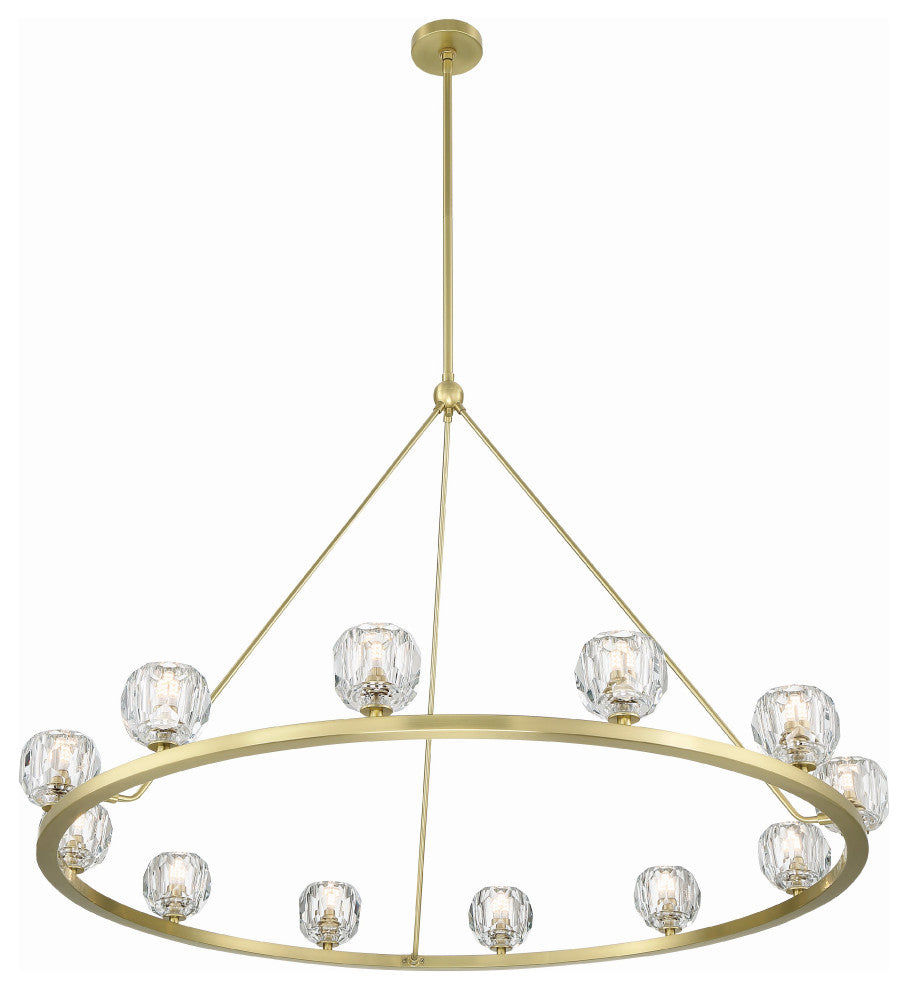 Aragon 12-Light Soft Brass Chandelier, Faceted Cut Crystal