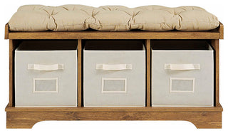 Essential 42" Modern Farmhouse Entryway Storage Bench - Barnwood