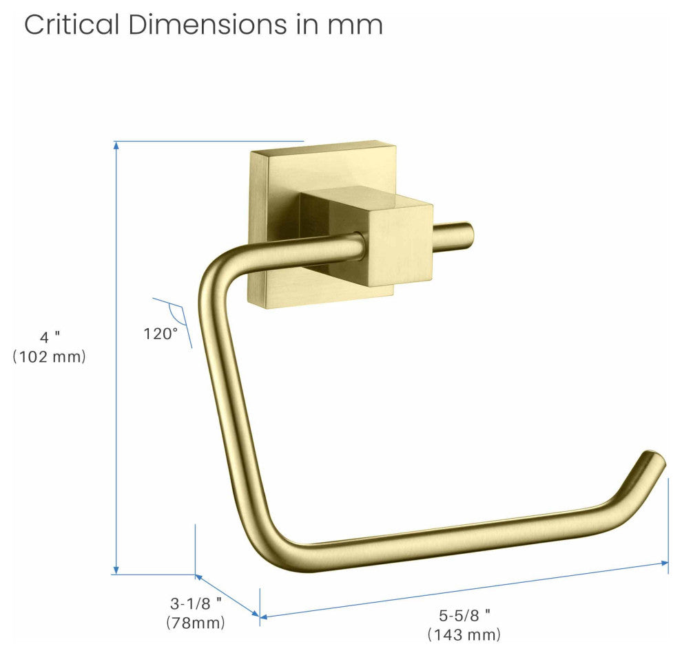 Cube Bathroom Toilet Paper Holder, Brushed Gold