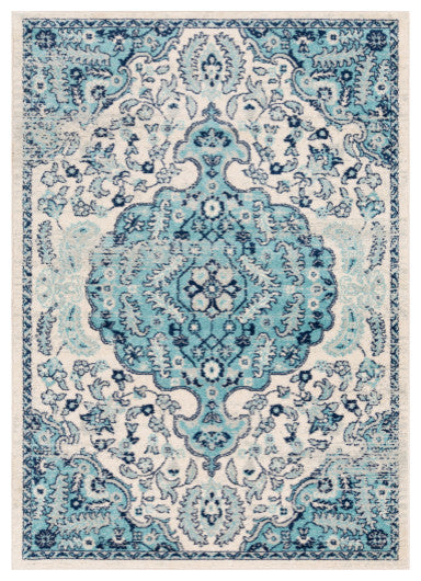 Surya Sunderland SUN-2310 7'10"x10'3" Rug, Aqua/Navy/White/Light Gray