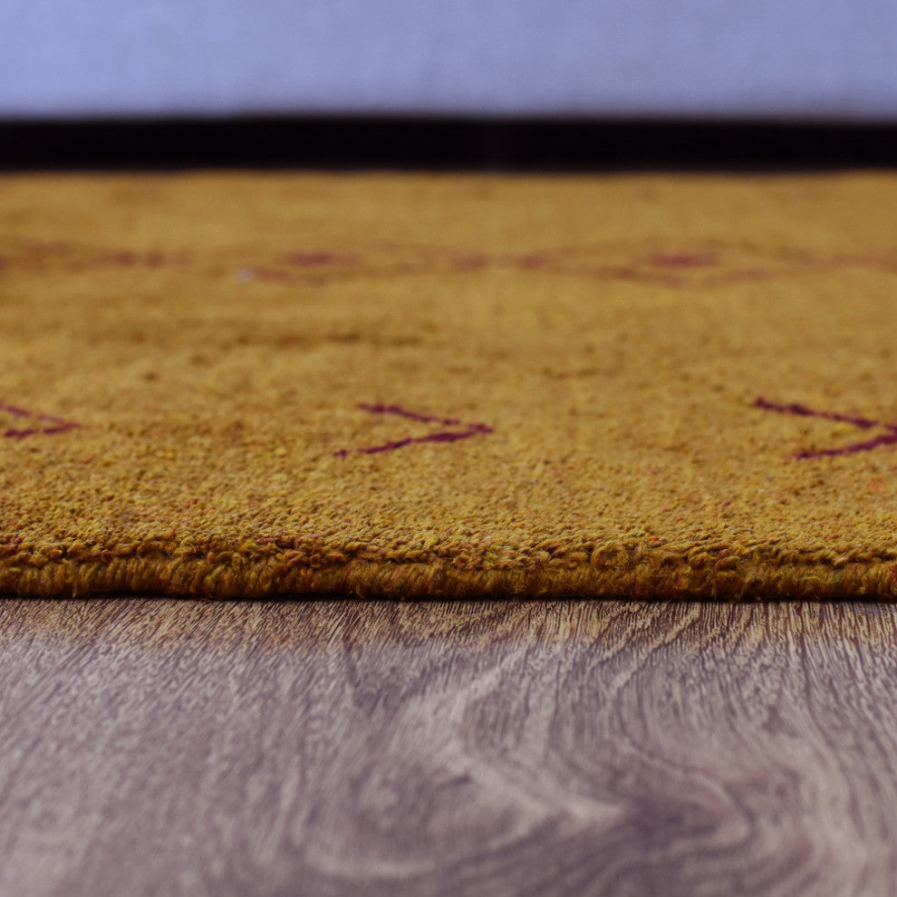 HAND KNOTTED LOOM SILK ECO-FRIENDLY RUGS-5'x8',Rectangle,Gold Red,Contemporary