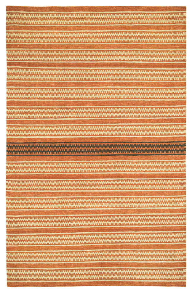 Capel Barred Stripe Sunny Deep Grey 3641_830 Flat Woven Rugs - 7' X 9' Rectangle