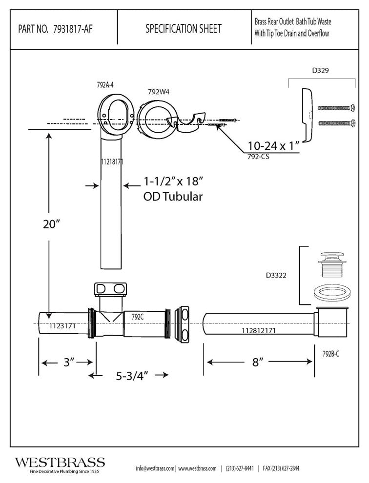 Above Floor Tip-Toe Trim and 2-Hole Overflow Cover, Polished Chrome