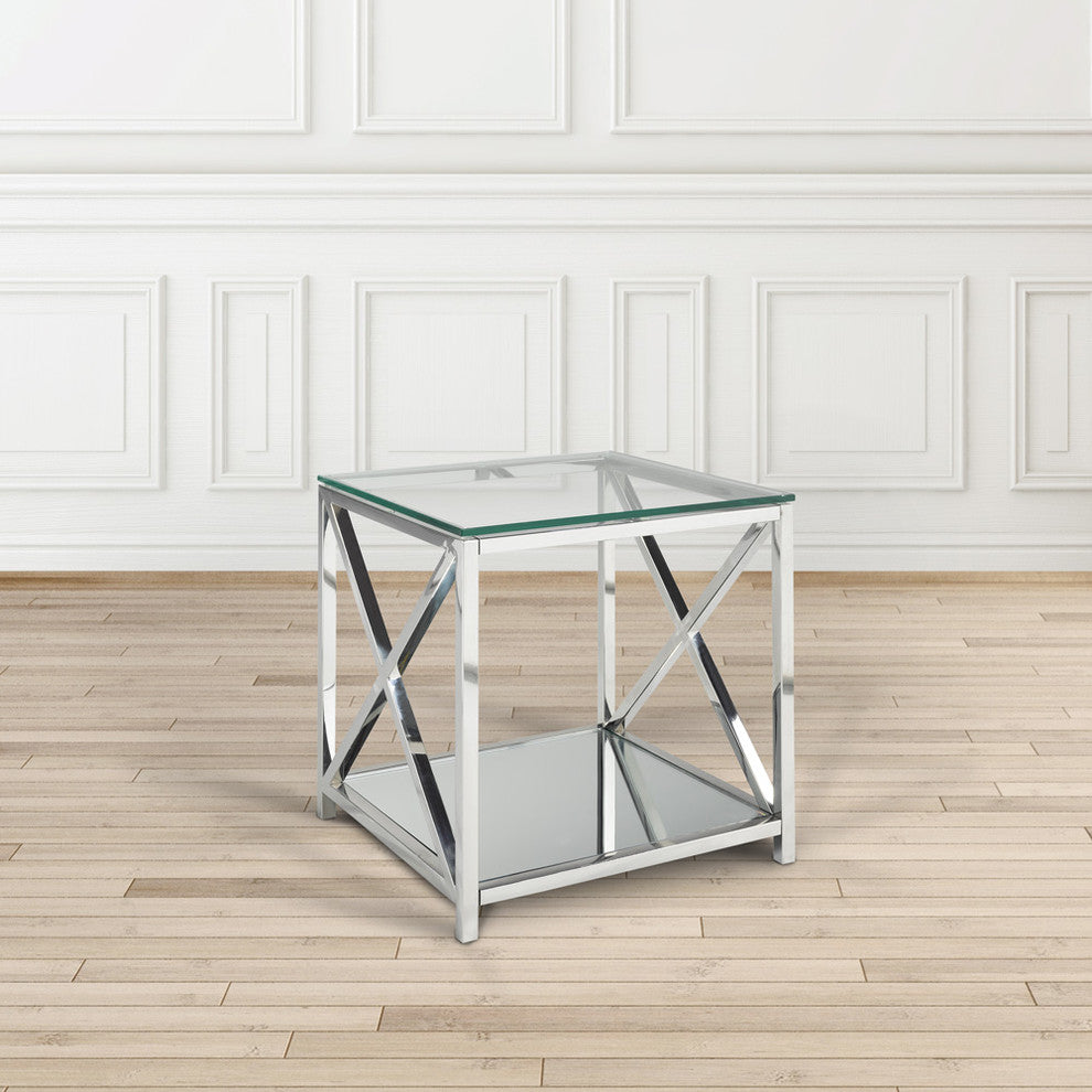 Ellen End Table, Steel and Glass