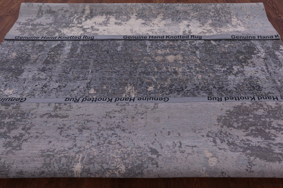 7' 10" X 10' 1" Wool and Silk Modern Handmade Rug Q8657