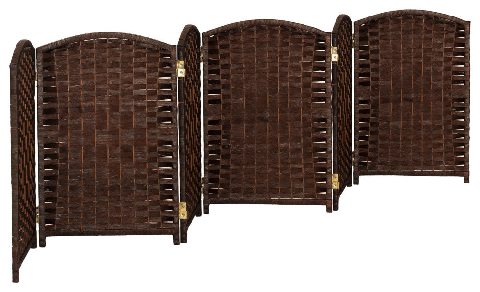 2 ft. Short Diamond Weave Fiber Room Divider Dark Mocha 6 Panel