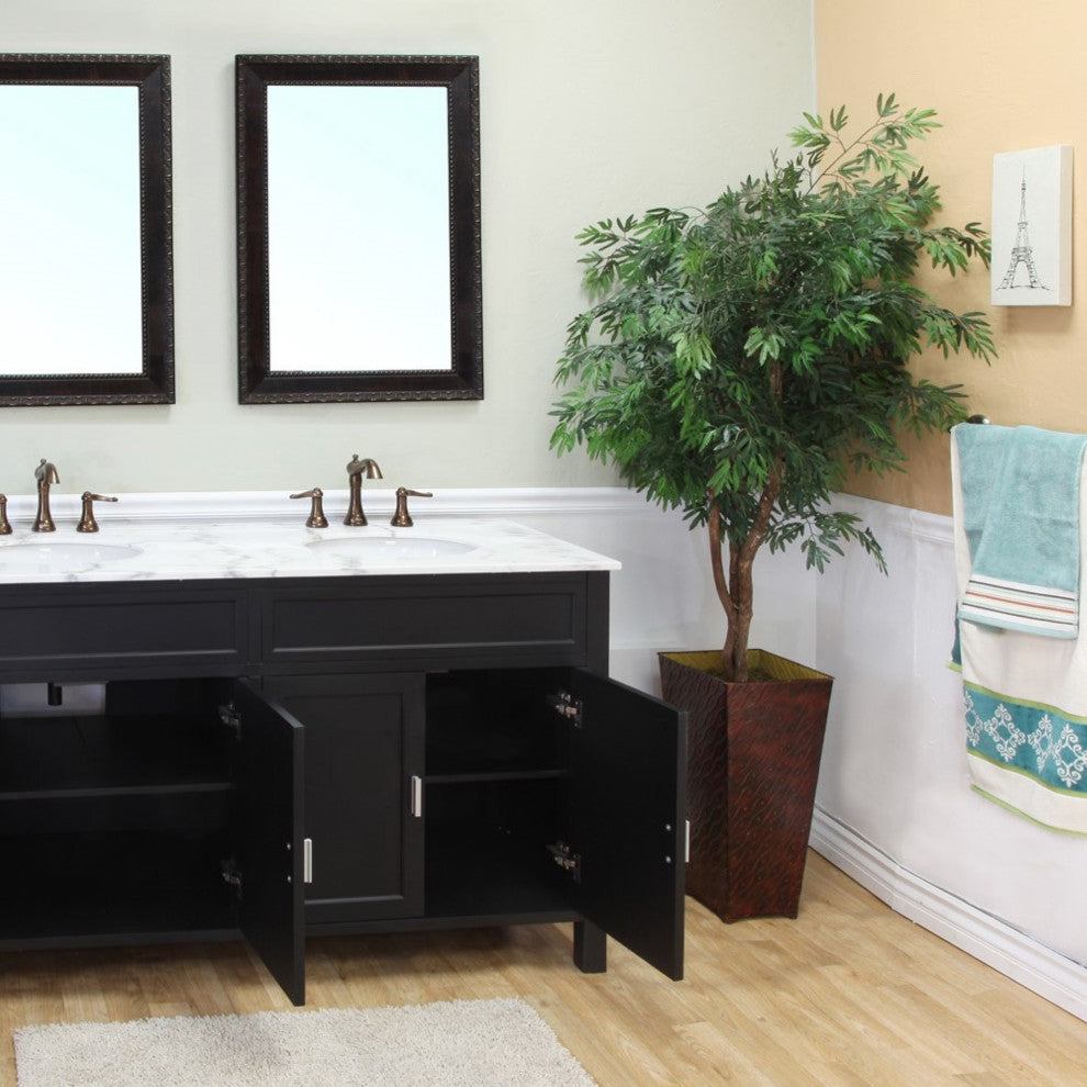 60" Double Sink Vanity-Wood-Ebony