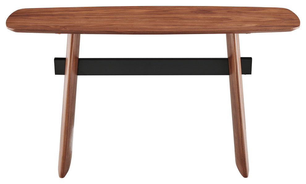 Folke Console Table, Walnut With Matte Black Cross Bar