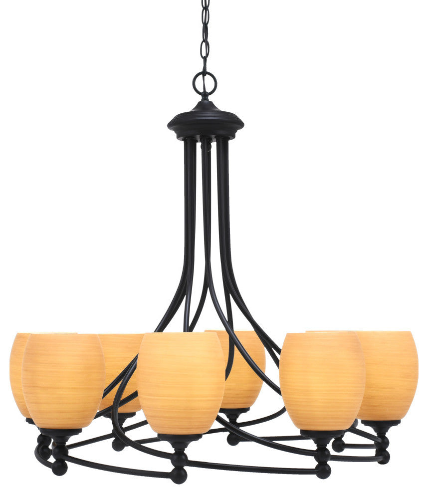 Capri 8-Light Chandelier, Matte Black/Cayenne Linen