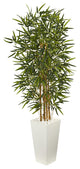 5.5" Bamboo Artificial Tree, White Tower Planter