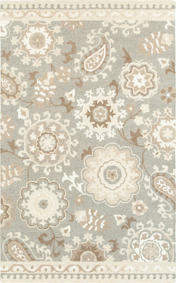 Oriental Weavers Craft Collection Grey/ Sand Floral Indoor Area Rug 3'6"X5'6"