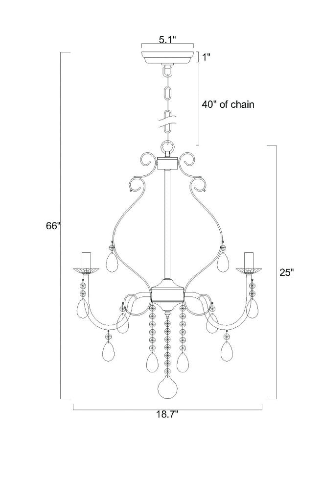 Amorette 5-Light Antique Black Candle Style Crystal Chandelier Fixture Glam
