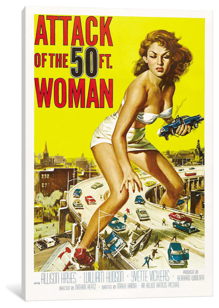 "Attack Of The 50 Foot Woman" Wrapped Canvas Print, 40x26x1.5
