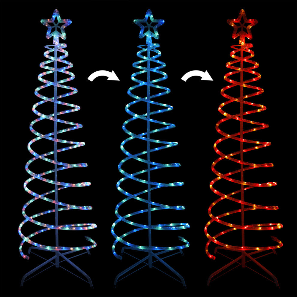 Spiral 5 Foot Christmas Tree with Multicolor LED Lights