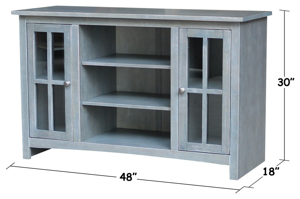 Entertainment / TV Stand - With 2 Doors - 48", Heather Grey-Antique Washed