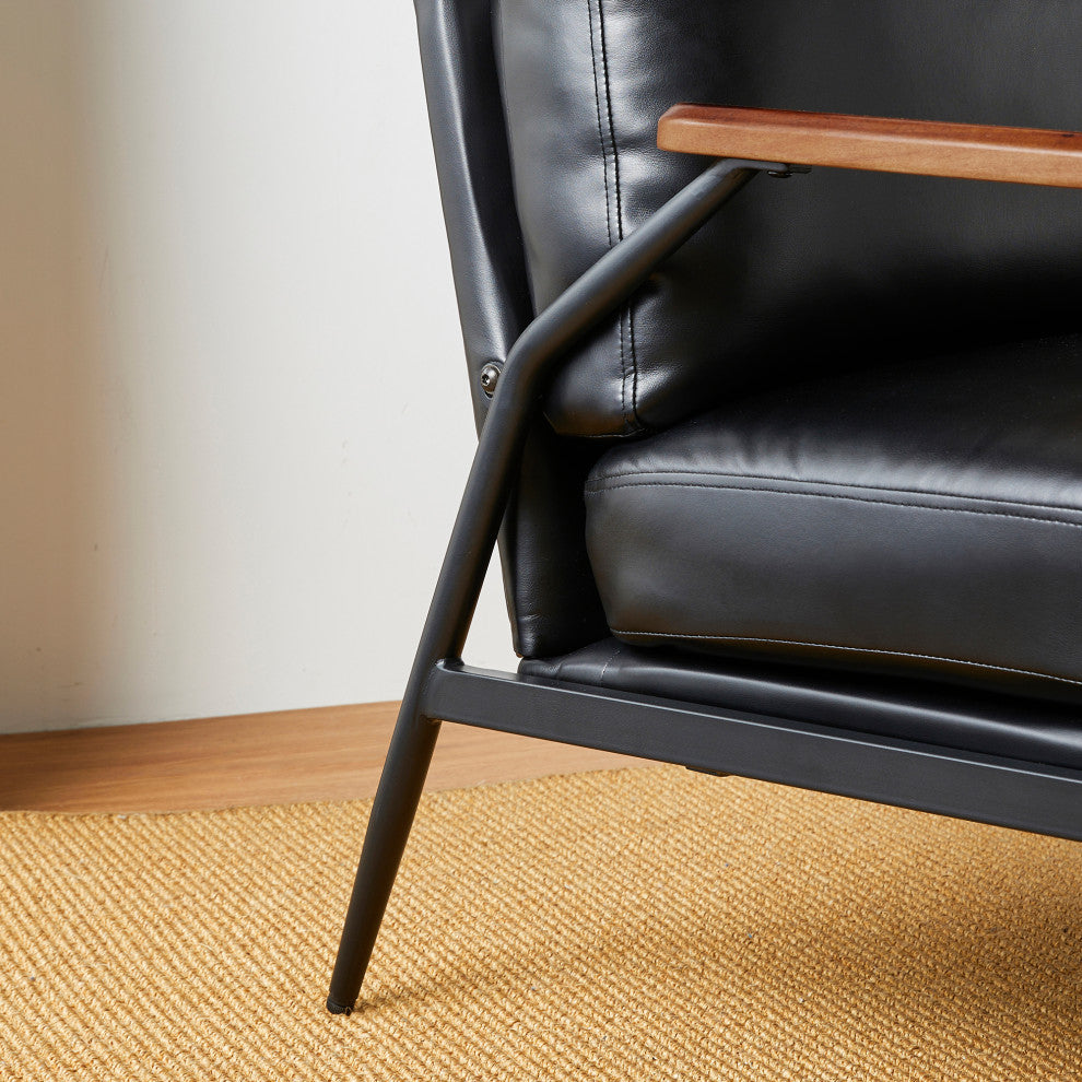 Set of 2 Black Leatherette Accent Armchair