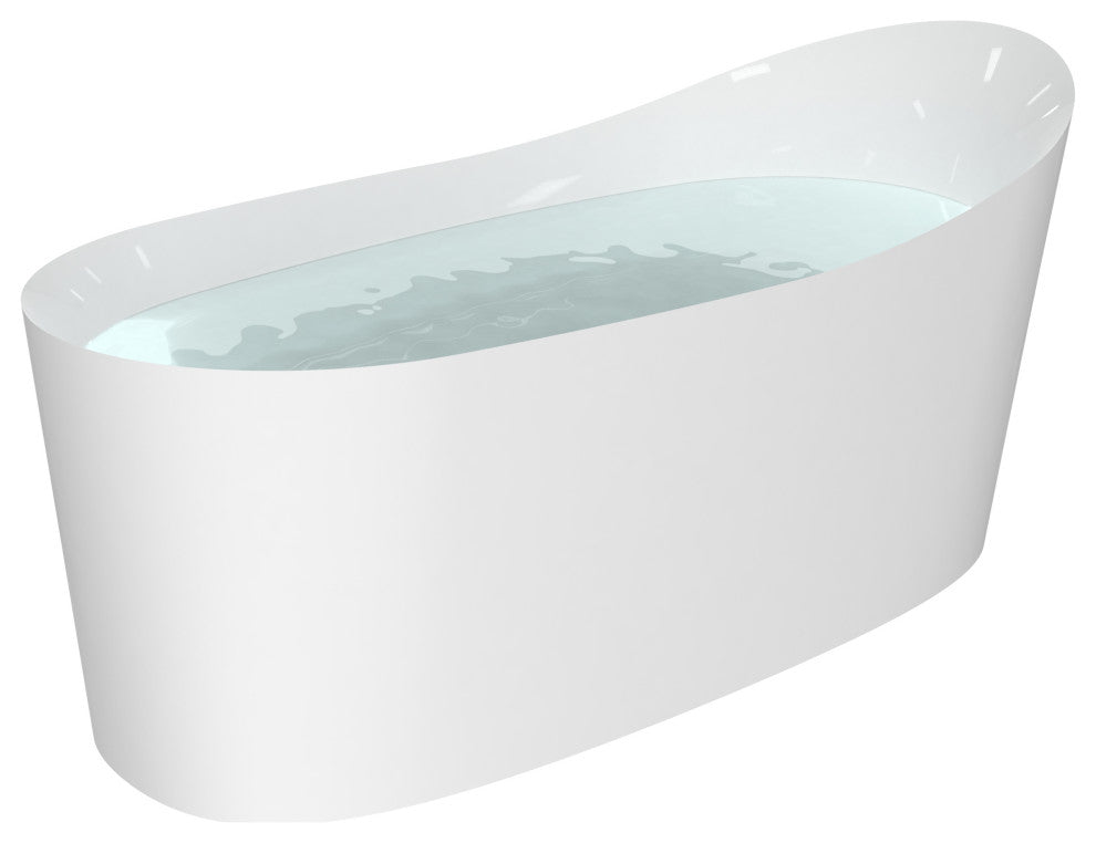 HEATGENE 62 Inches Acrylic Freestanding Bathtub Contemporary Soaking Tub