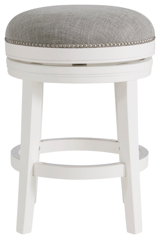Clara Swivel Bar Stool, White, Counter Height