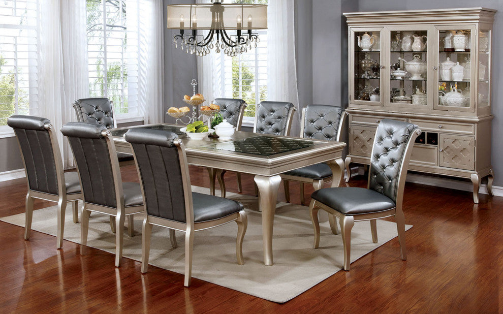 Expandable Dining Table, Champagne Finish
