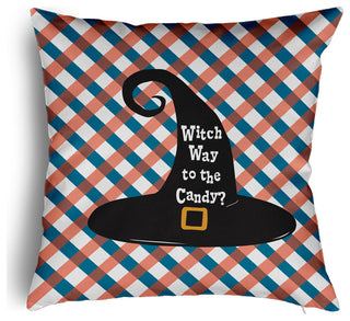 Witch Way to the Candy Accent Pillow With Removable Insert, Unreal Teal, 18"x18"