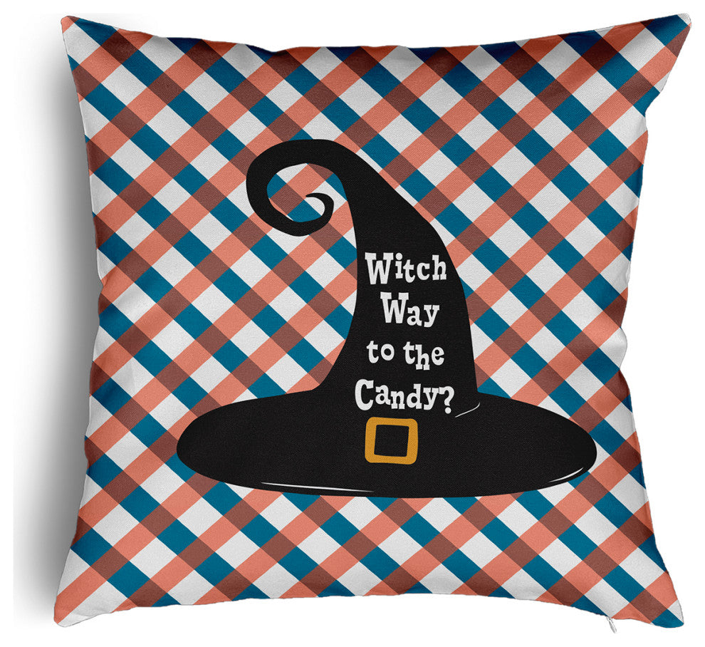 Witch Way to the Candy Accent Pillow With Removable Insert, Unreal Teal, 18"x18"
