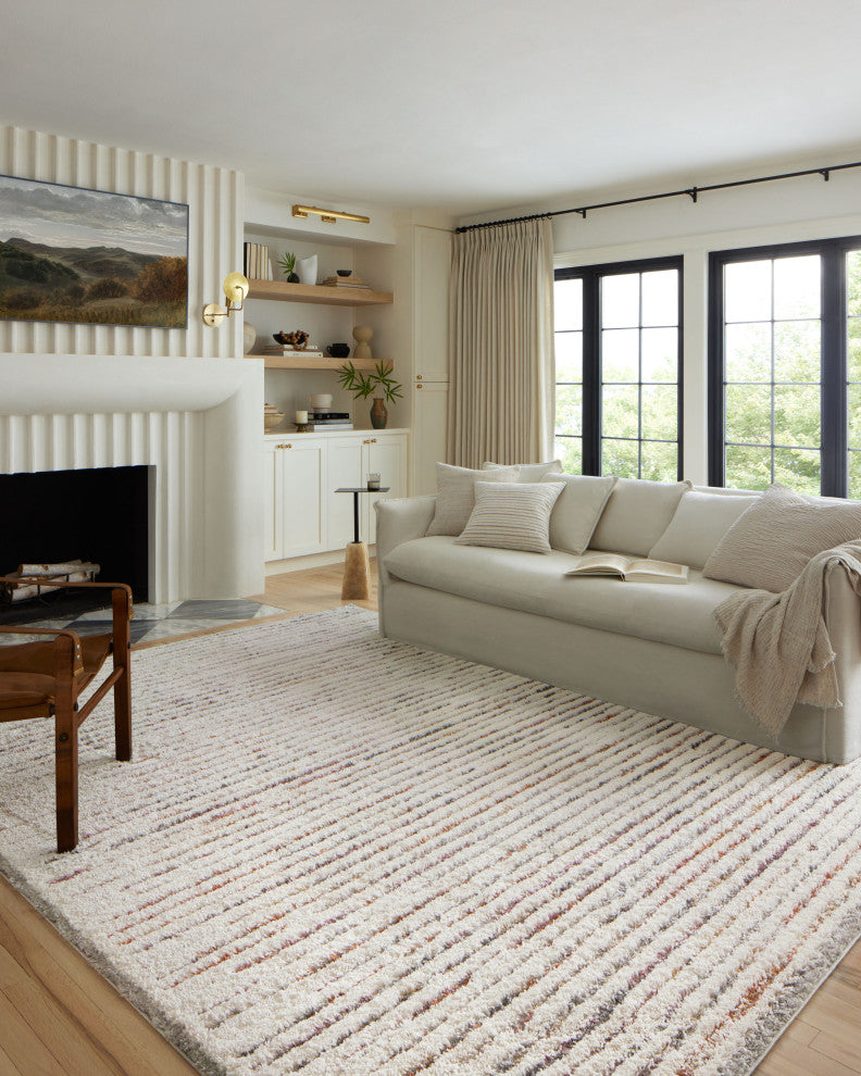 Loloi Levitt Shag Ivory / Multi 4'-0" x 6'-0" Accent Rug