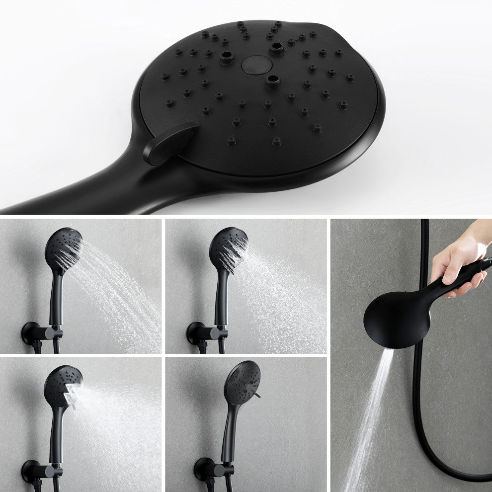 Wellfor Shower Faucet Set, 9" Rain Shower Head With Handheld Combo Set and Valve, Black