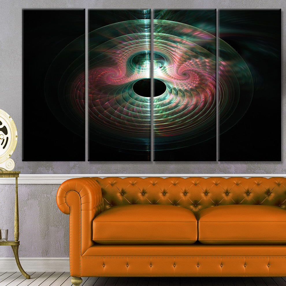 Green Pink Magical Lights, Abstract Art on Canvas, 48"x28", 4 Panels
